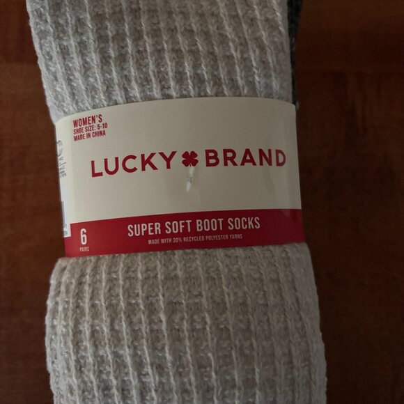 NWT Lucky Brand Women's Boot Socks Waffle Knit and Cabling Details 6 Pairs - Picture 1 of 3